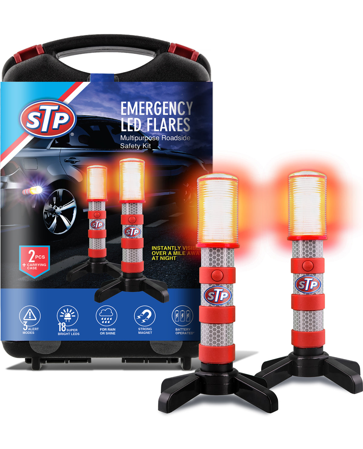 2pk Emergency Led Flares 3 Alert Modes