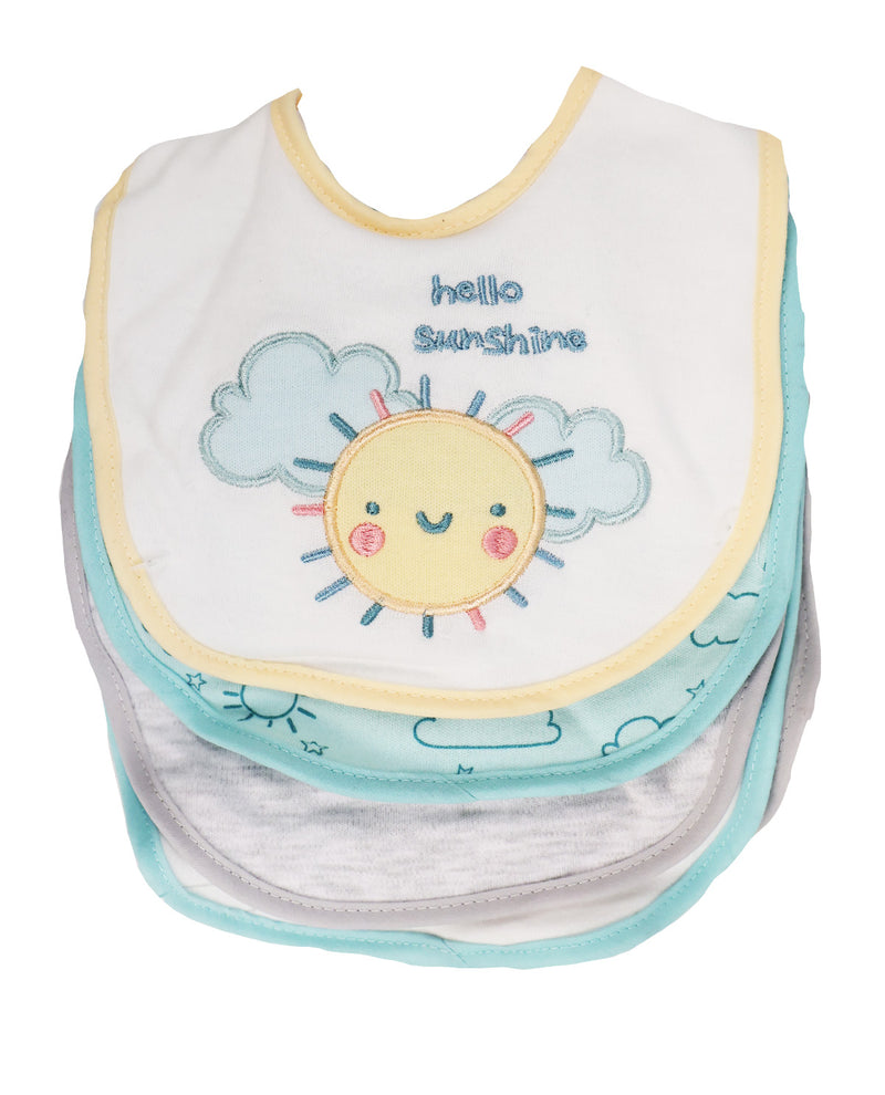 5 Pack bibs with sunshine print