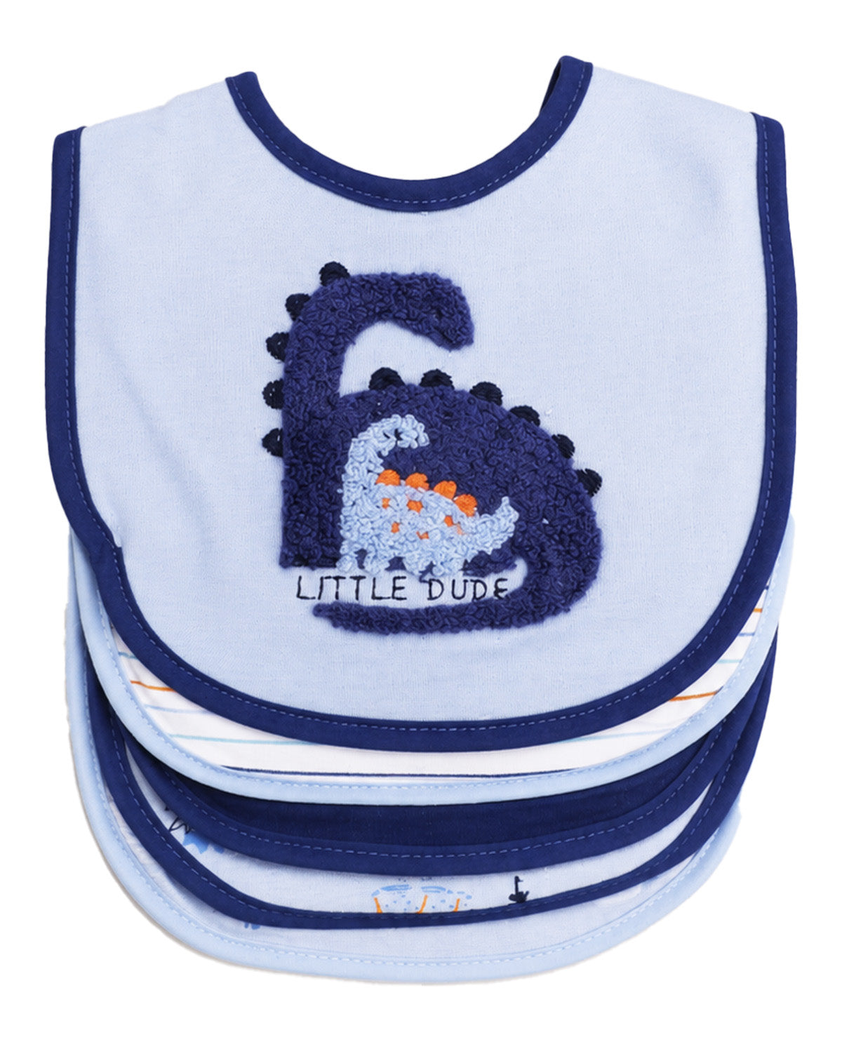 5 Pack baby bibs for boys with dinosaur print