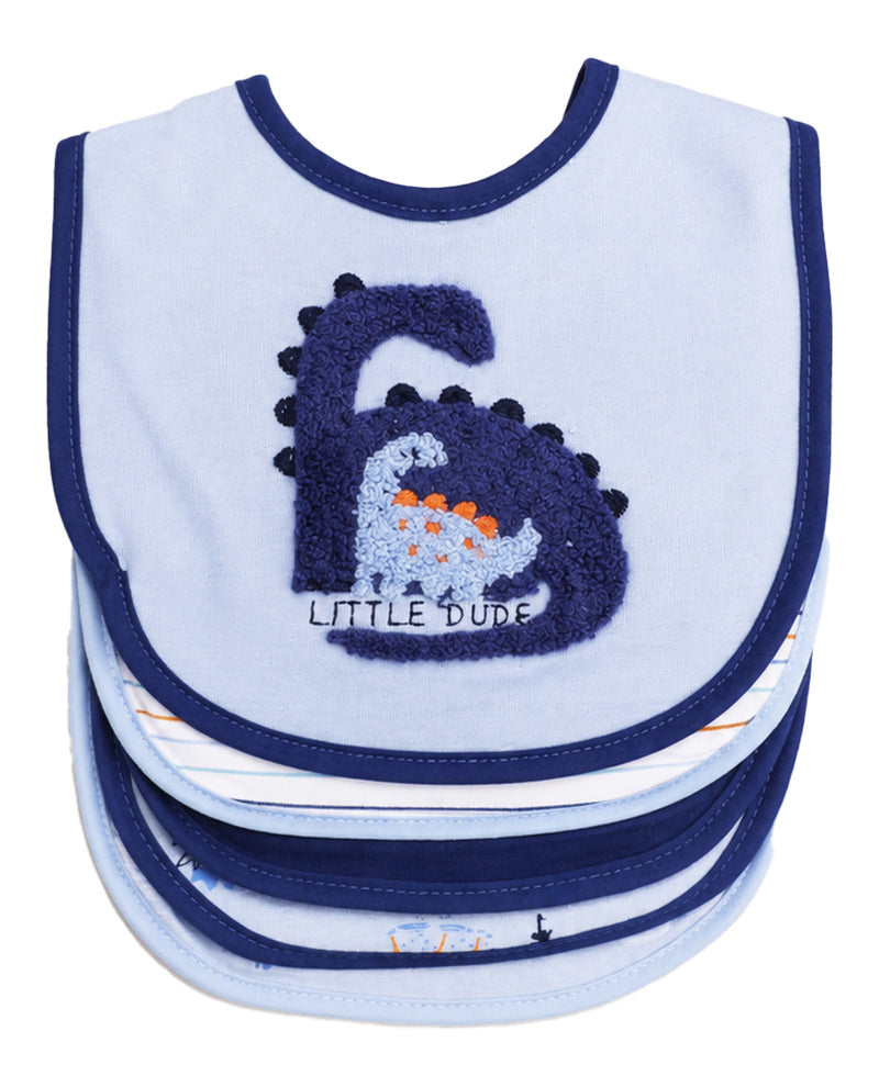 5 Pack baby bibs for boys with dinosaur print