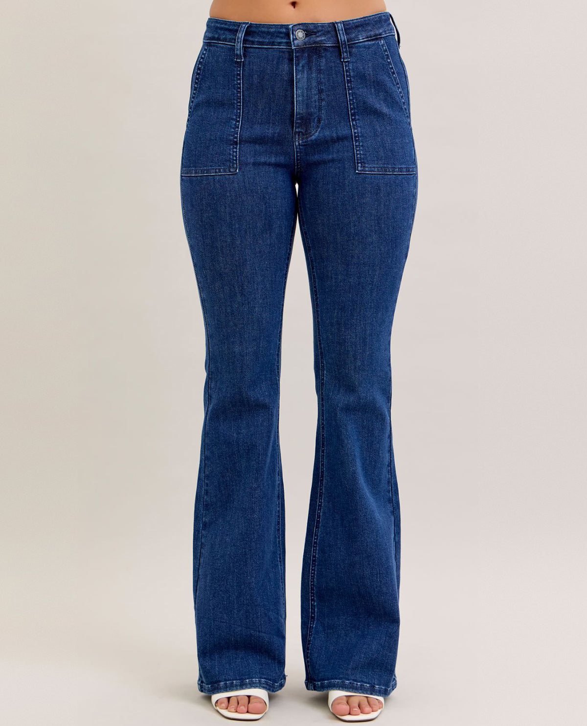 Judy Blue High Waist Flare Jeans with Patch Pocket