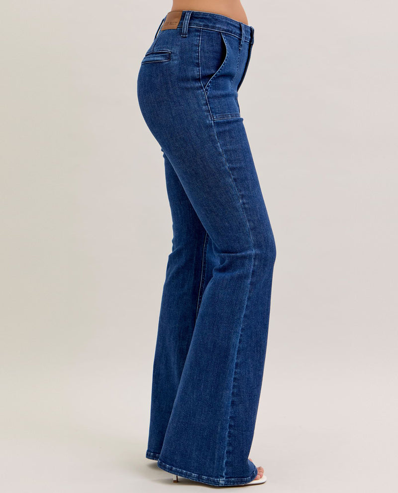Judy Blue High Waist Flare Jeans with Patch Pocket