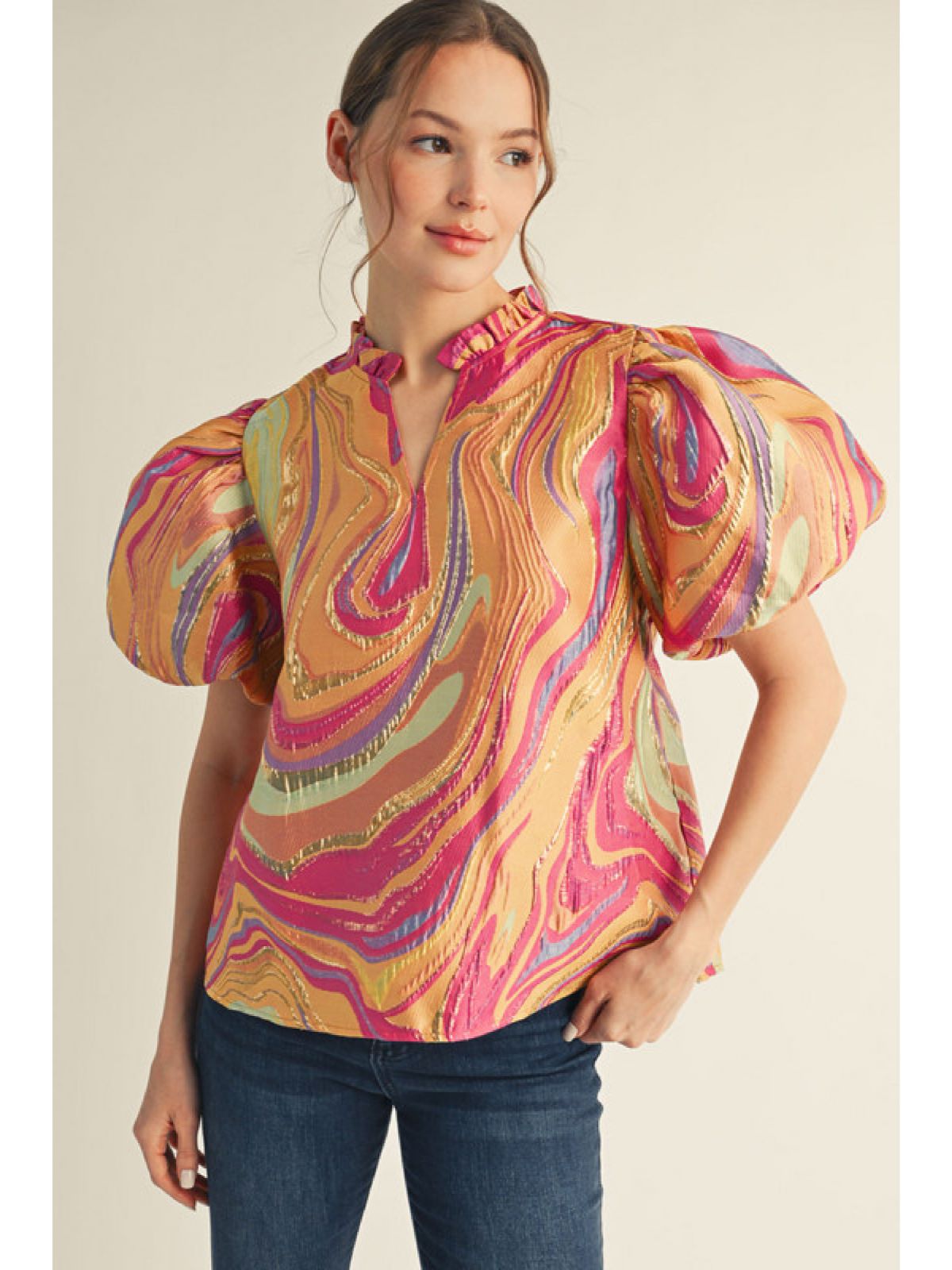 Jodifl Plus Jacquard Top with Lurex