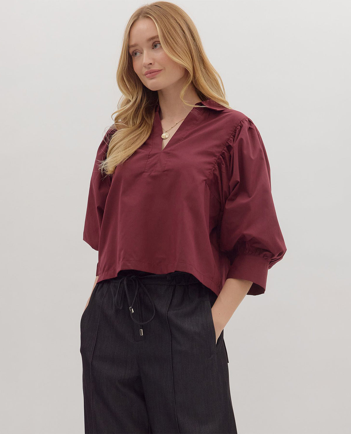 Entro Solid Collar Top