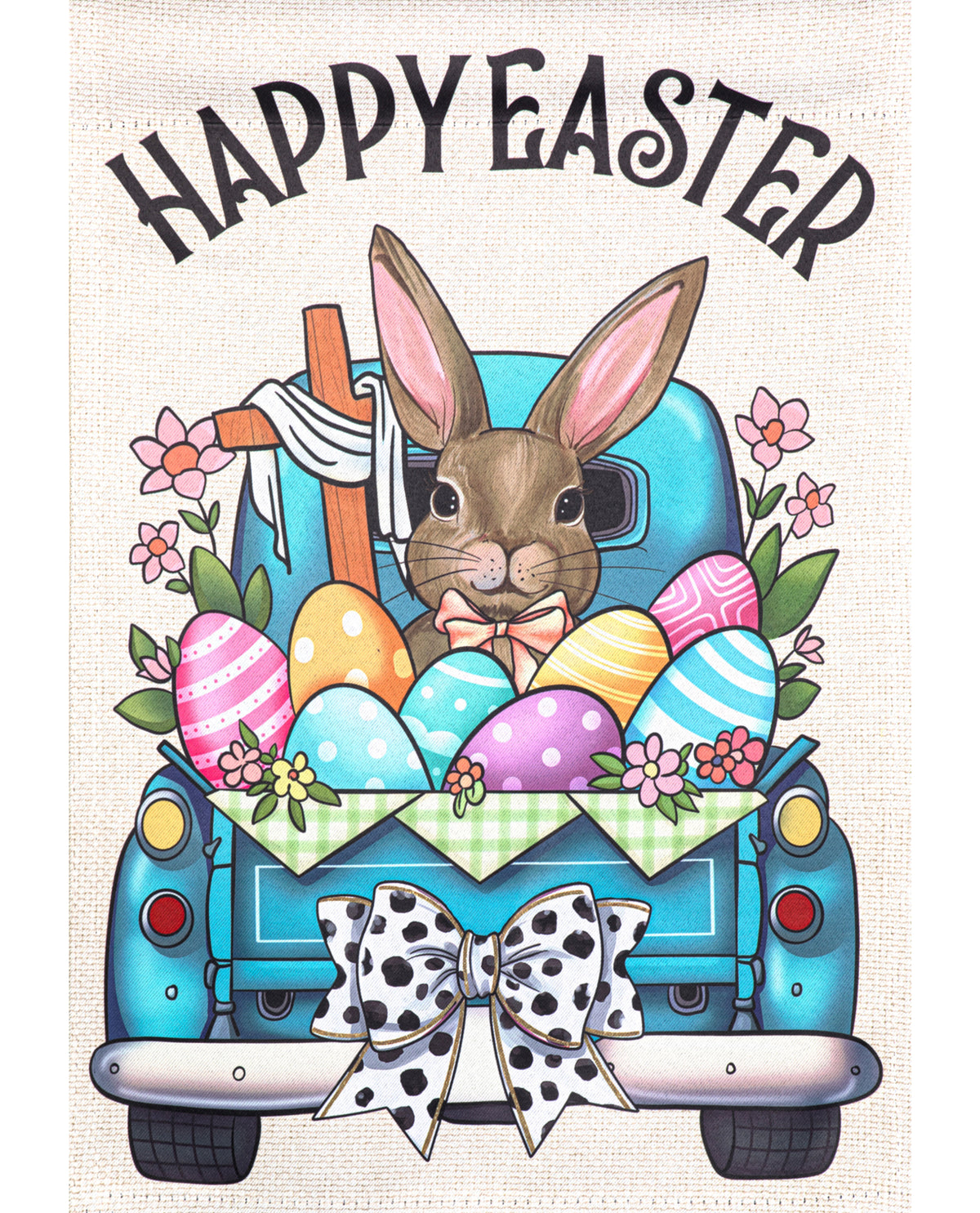 Happy Easter Bunny Pickup Truck Garden Flag