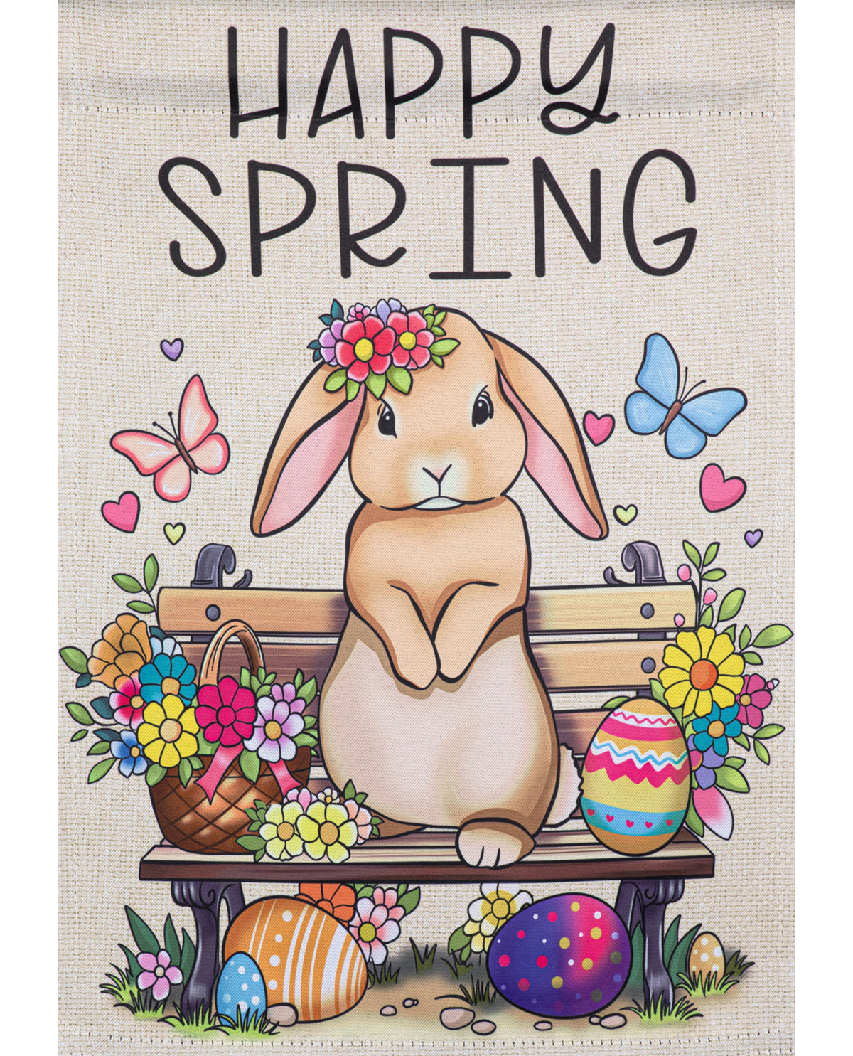 Happy Spring Bunny House Flag