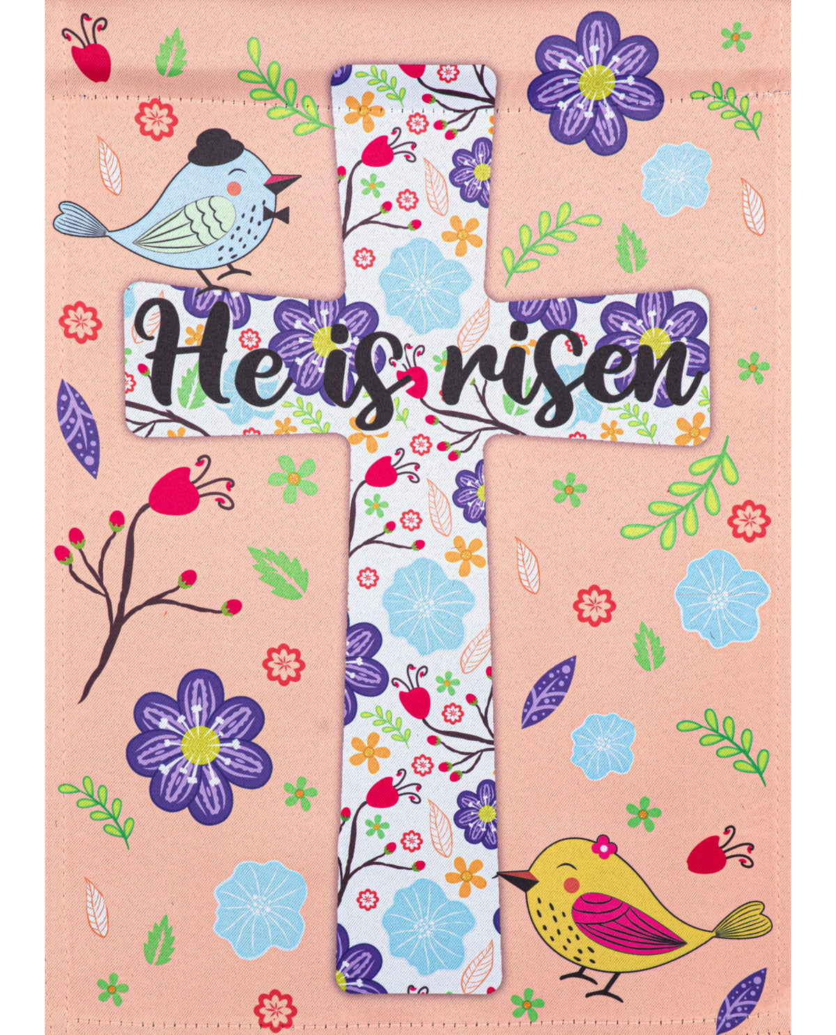 "He Is Risen" Pastel Cross Garden Flag