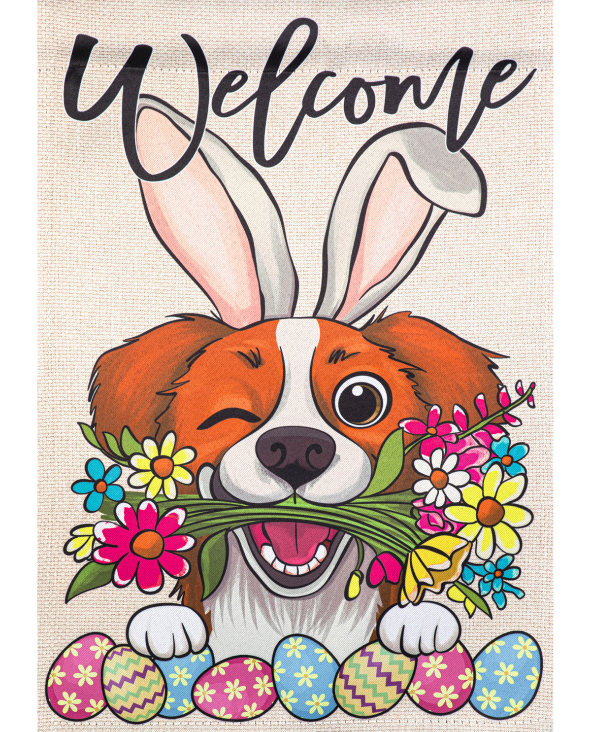 Easter Dog Welcome Garden Flag