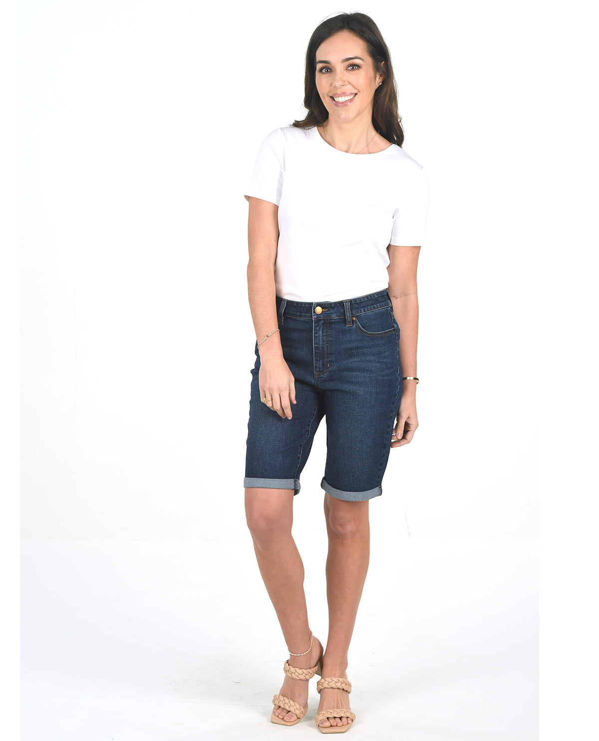 D Jeans Roll Cuff Bermuda Shorts