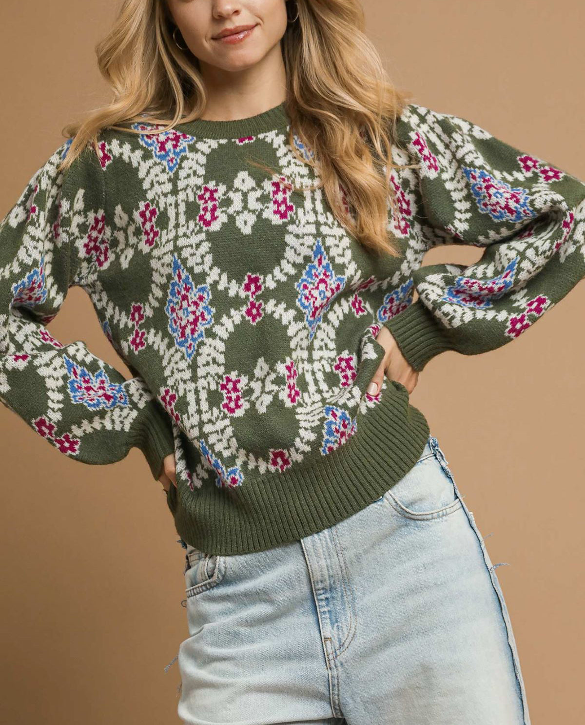 Umgee Pattern Boho Sweater