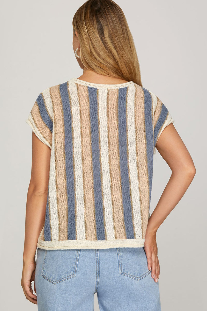 She and Sky Dolman Stripe Sweater