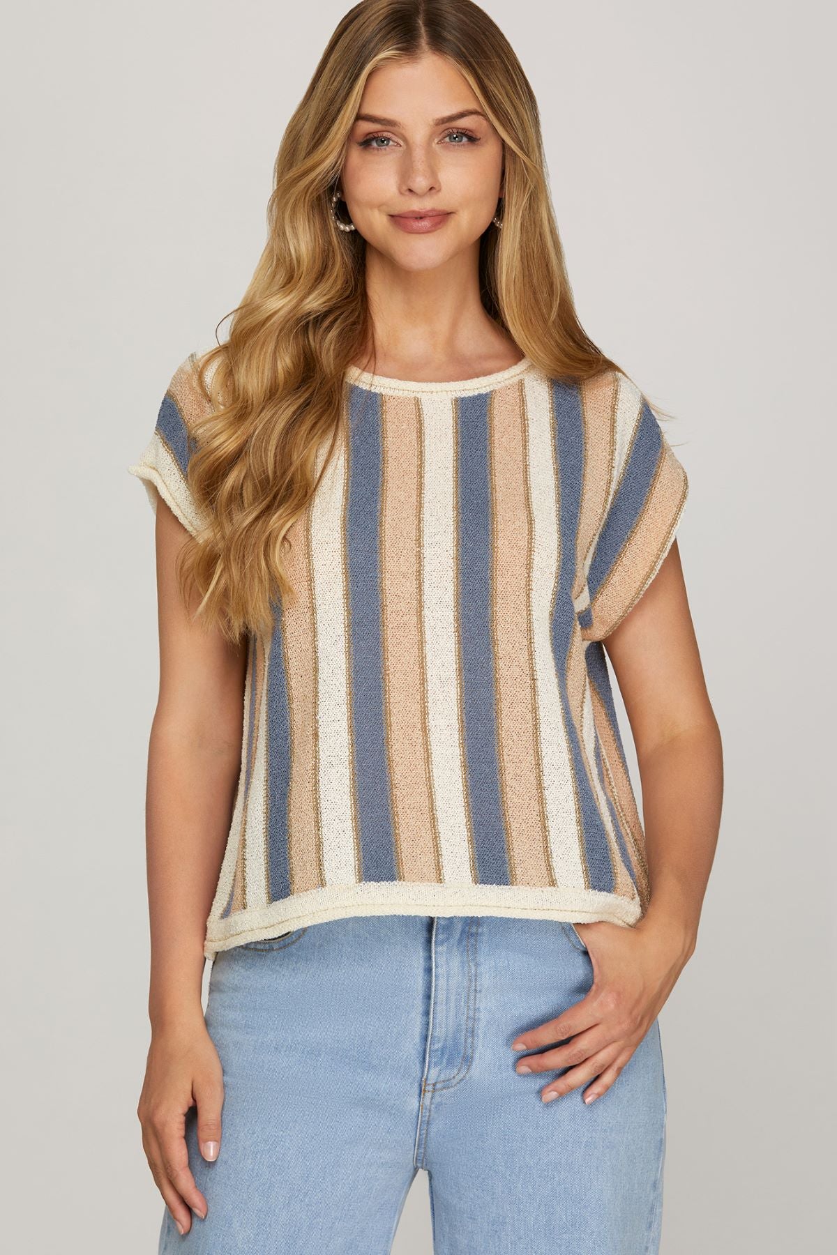 She and Sky Dolman Stripe Sweater