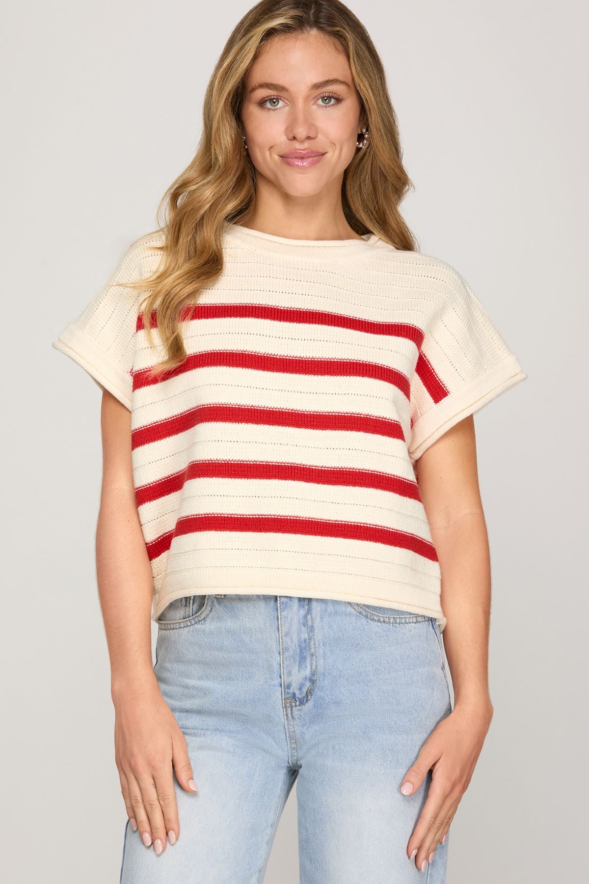 She and Sky Dolman Stripe Sweater