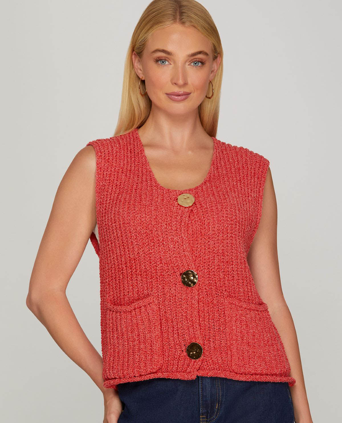 She & Sky Crochet Sweater Vest