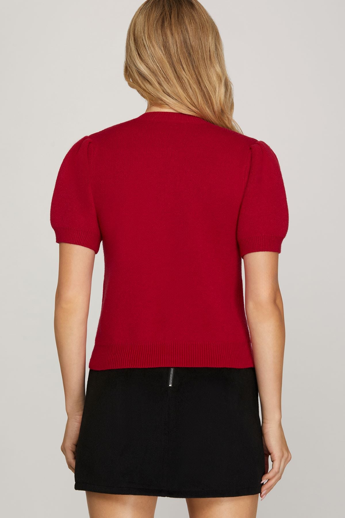 She and Sky Beaded Bow Sweater