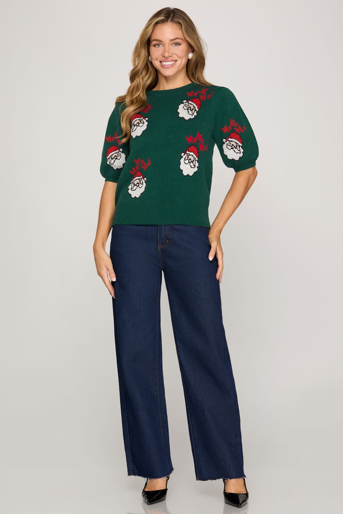 She and Sky Santa Face Sweater