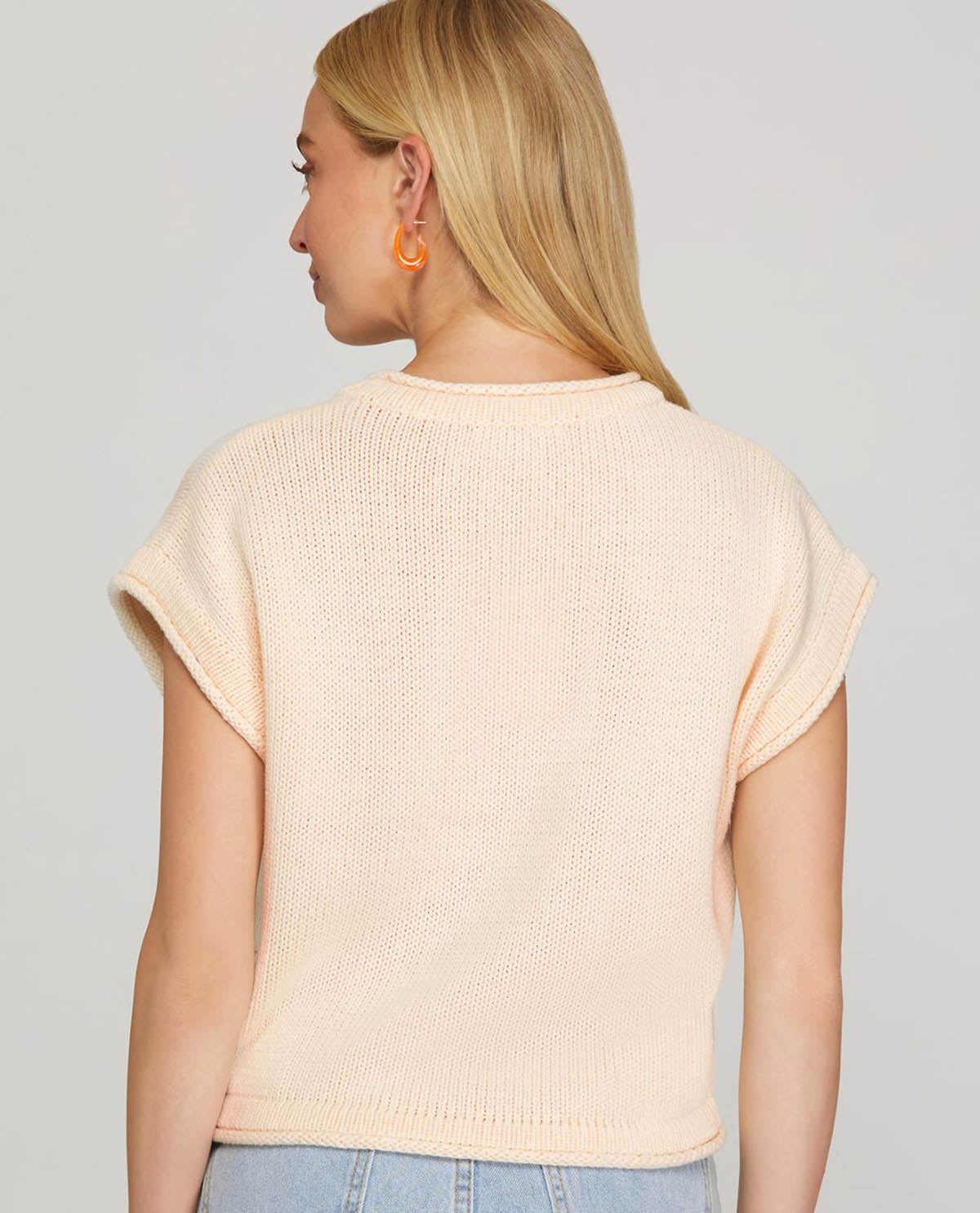 She & Sky Orange Print Sweater