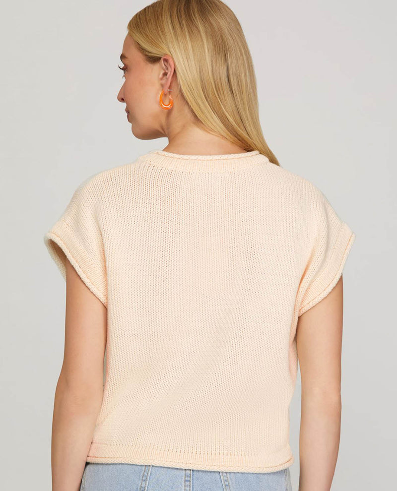 She & Sky Orange Print Sweater