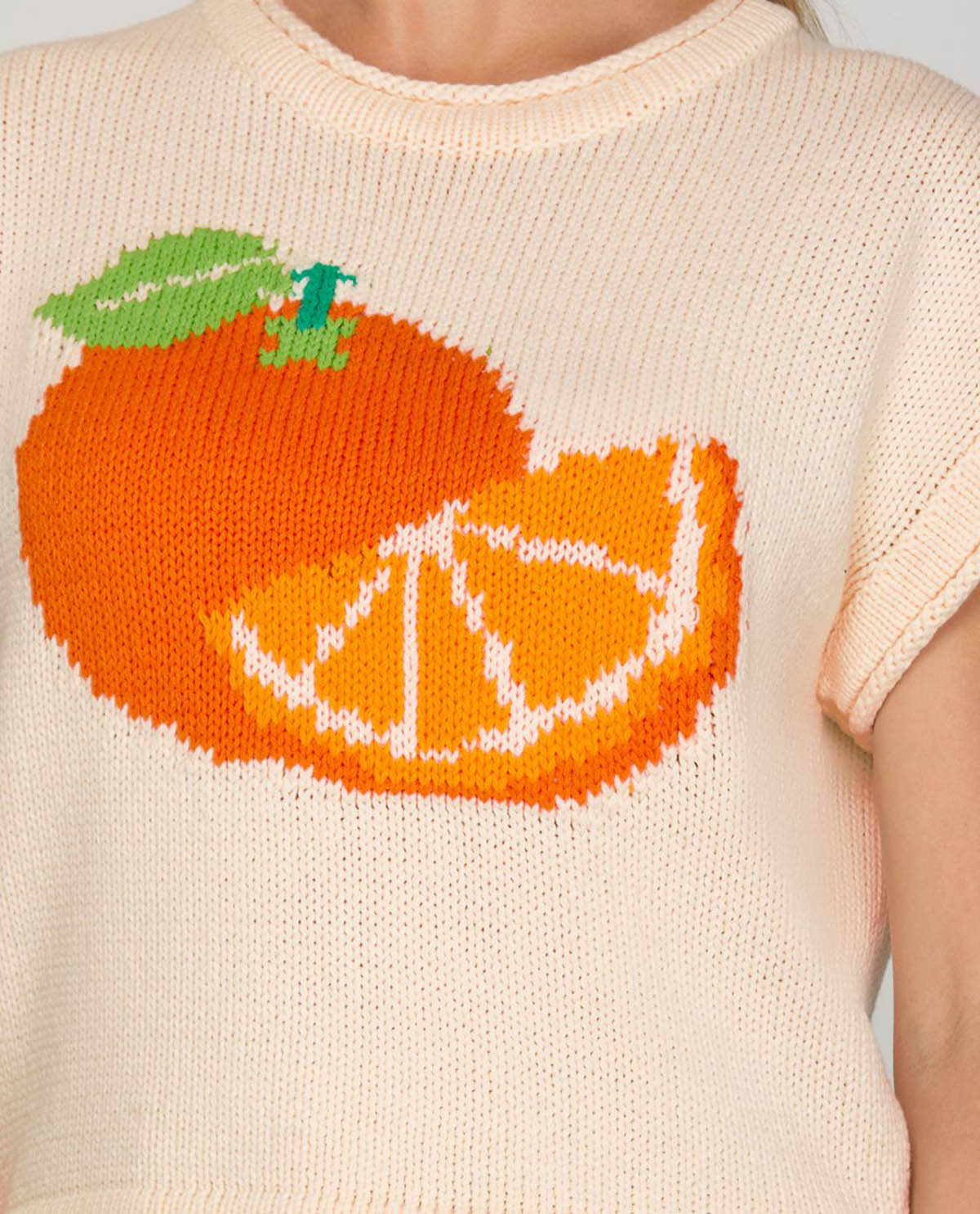 She & Sky Orange Print Sweater