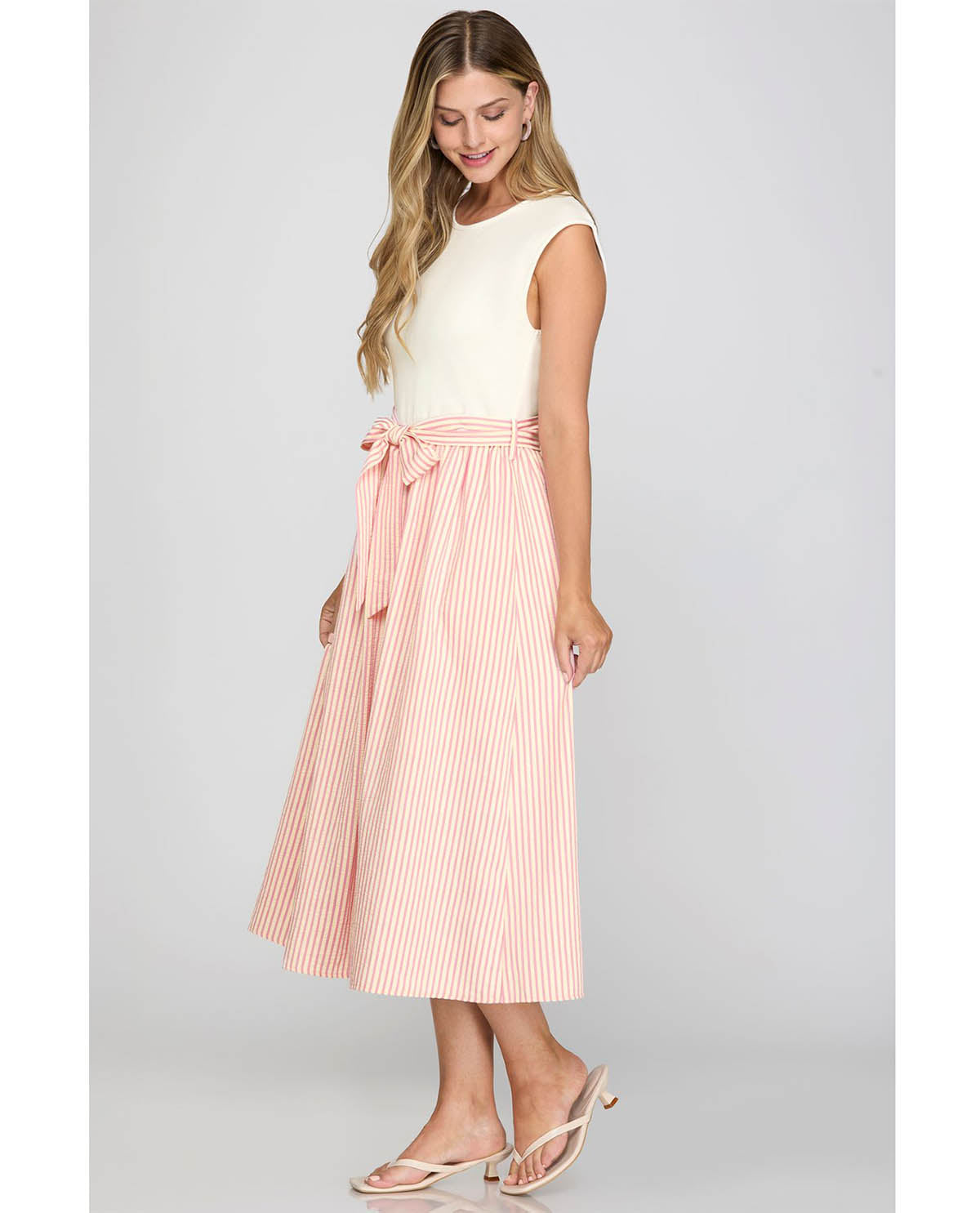 She & Sky Knit To Woven Dress