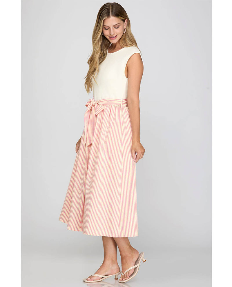 She & Sky Knit To Woven Dress