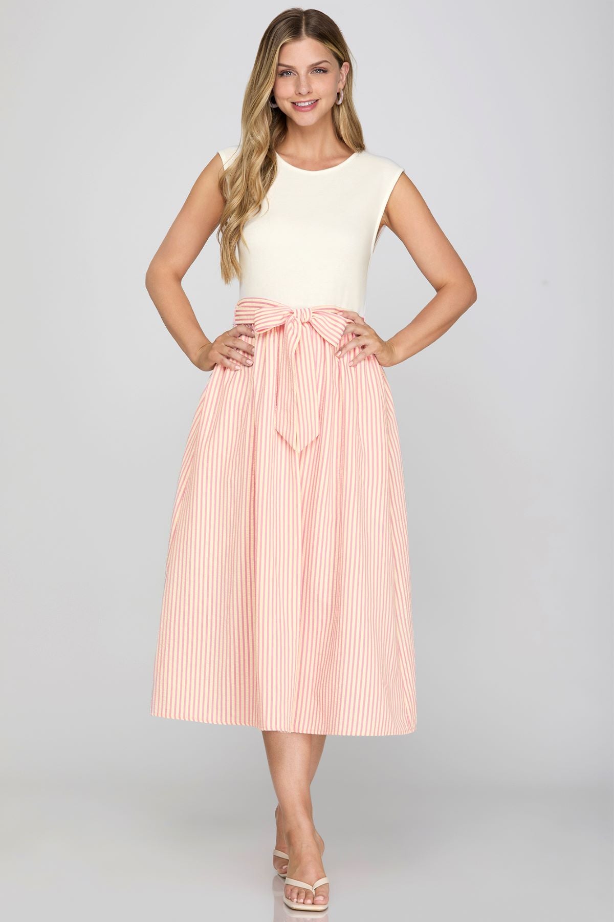 She and Sky Knit To Woven Dress