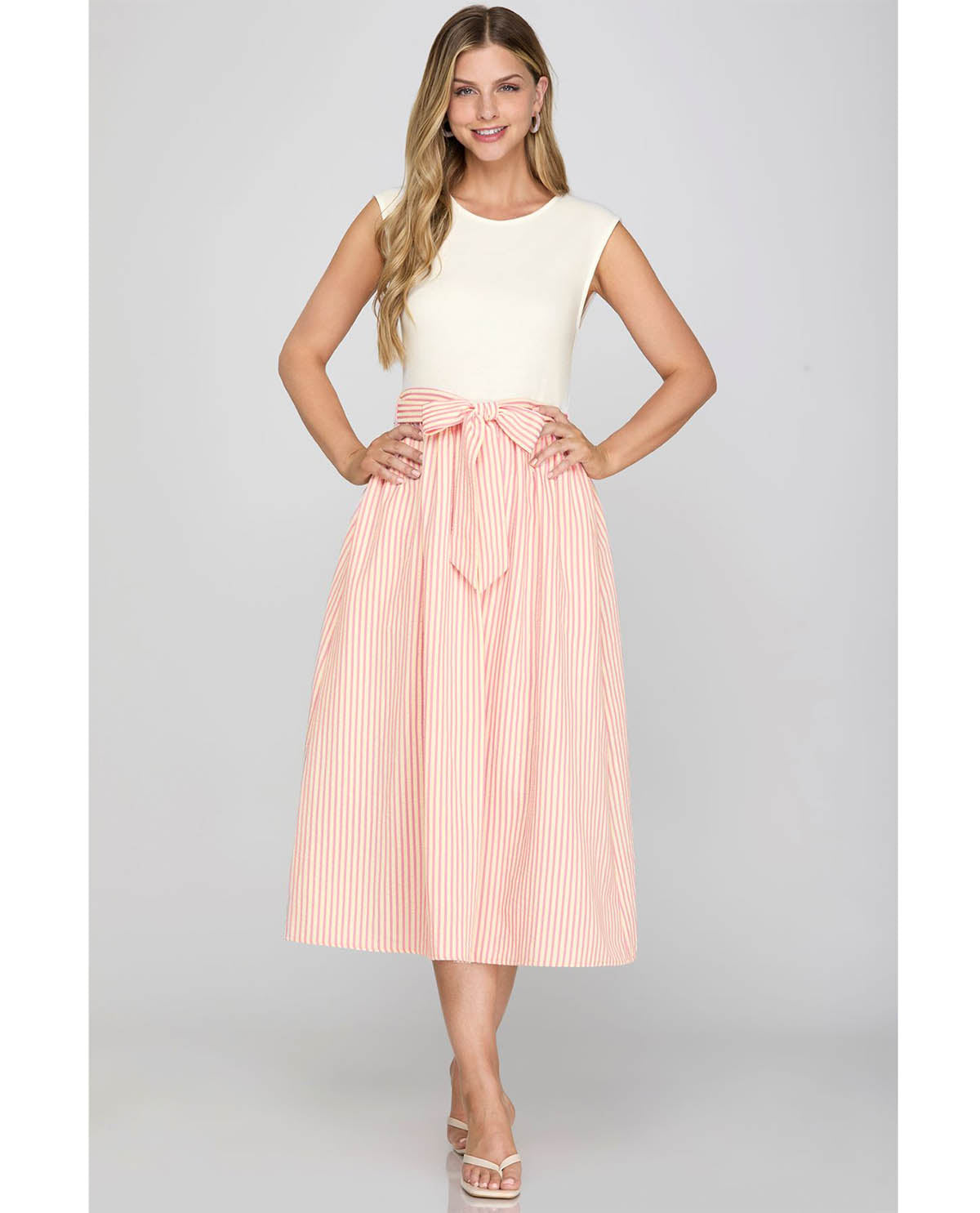 She & Sky Knit To Woven Dress