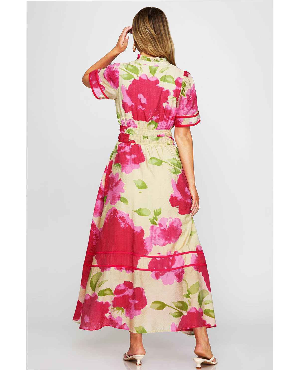 She & Sky Floral Print V-Neck Dress