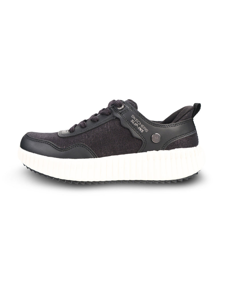 Black and white running shoe on a white background