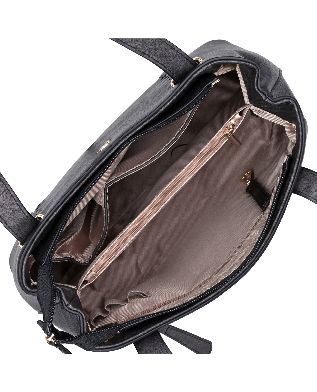 Whip Stitch Vegan Black Leather Organizer Tote Bag