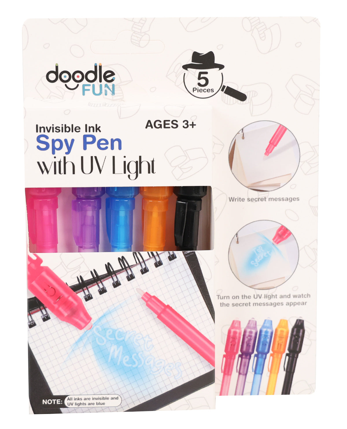 Invisble Spy Ink Pen 5pc With UV Pen Light
