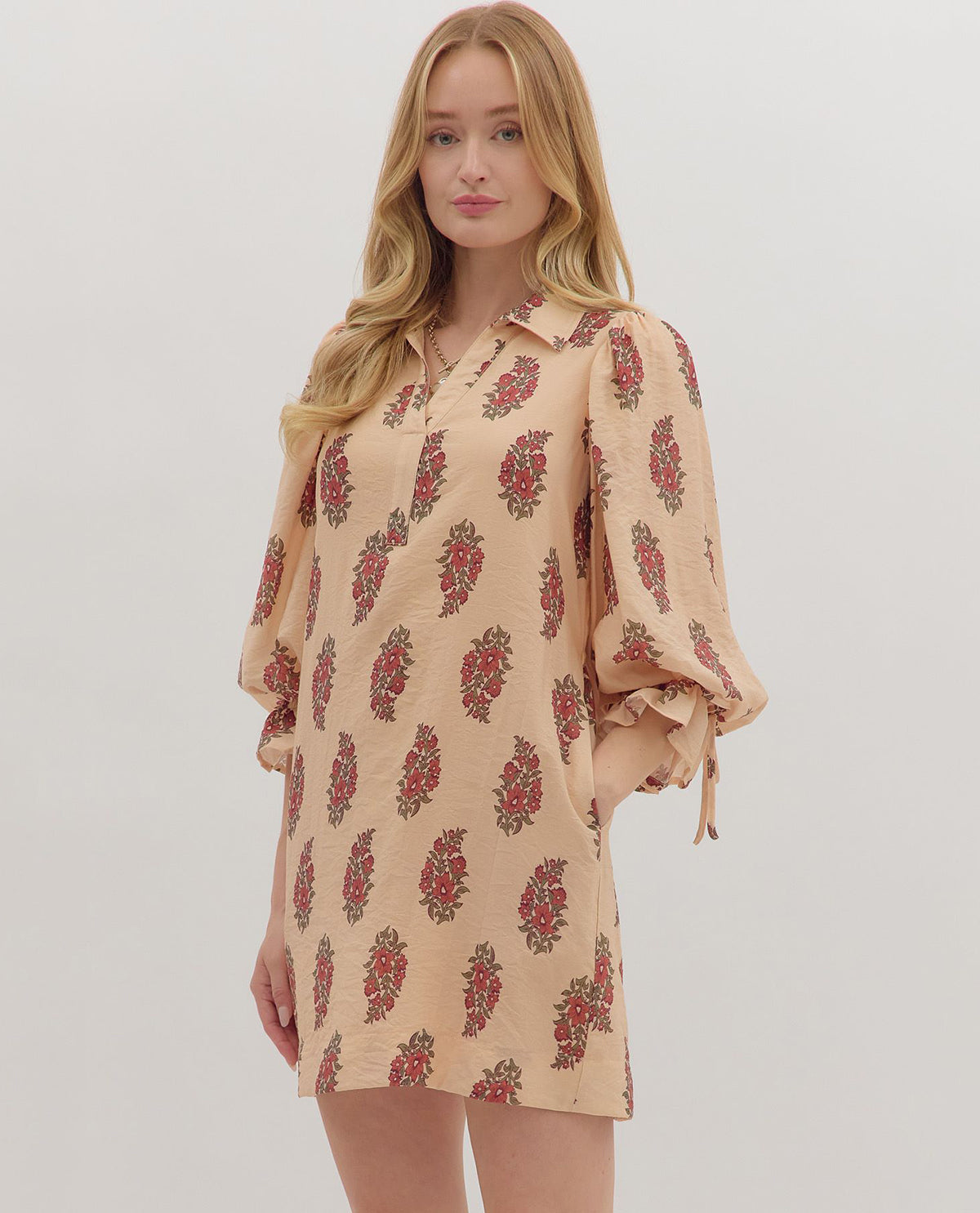 Entro 3/4 Sleeve Print Dress