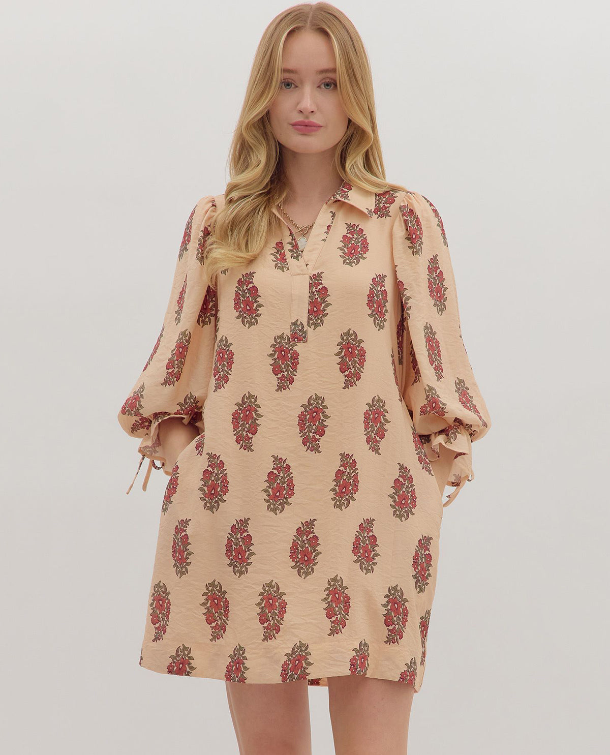 Entro 3/4 Sleeve Print Dress