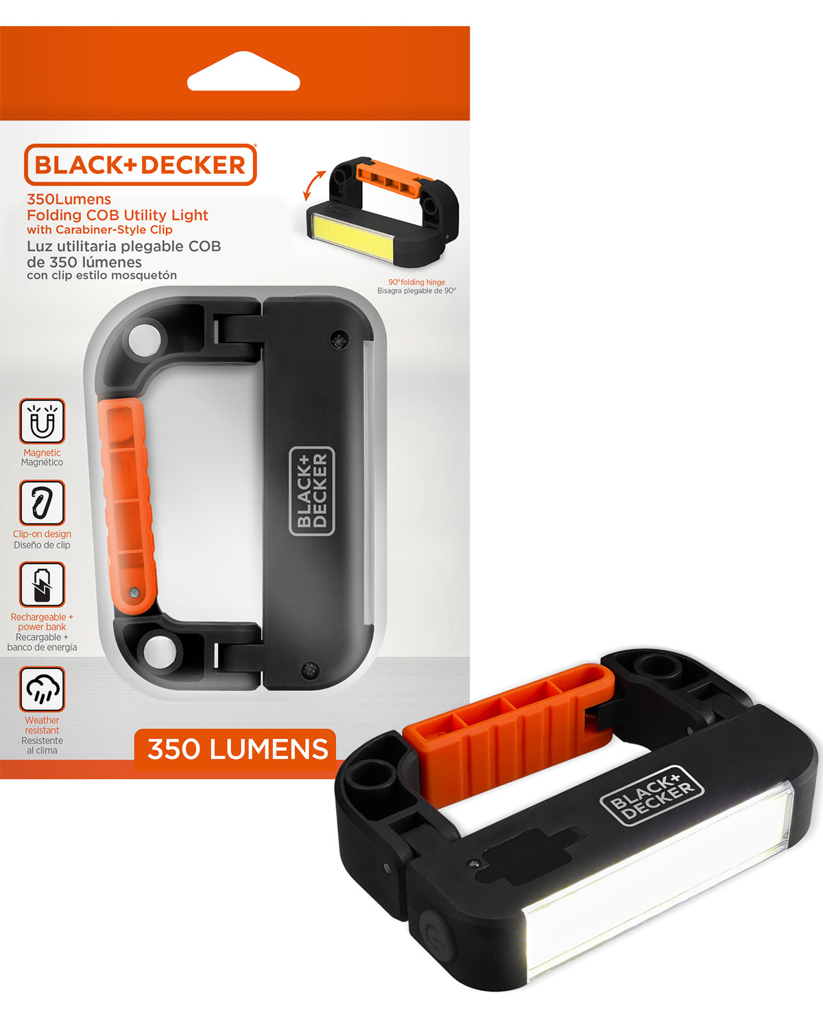 Black & Decker 350lum Recharge Clip Light