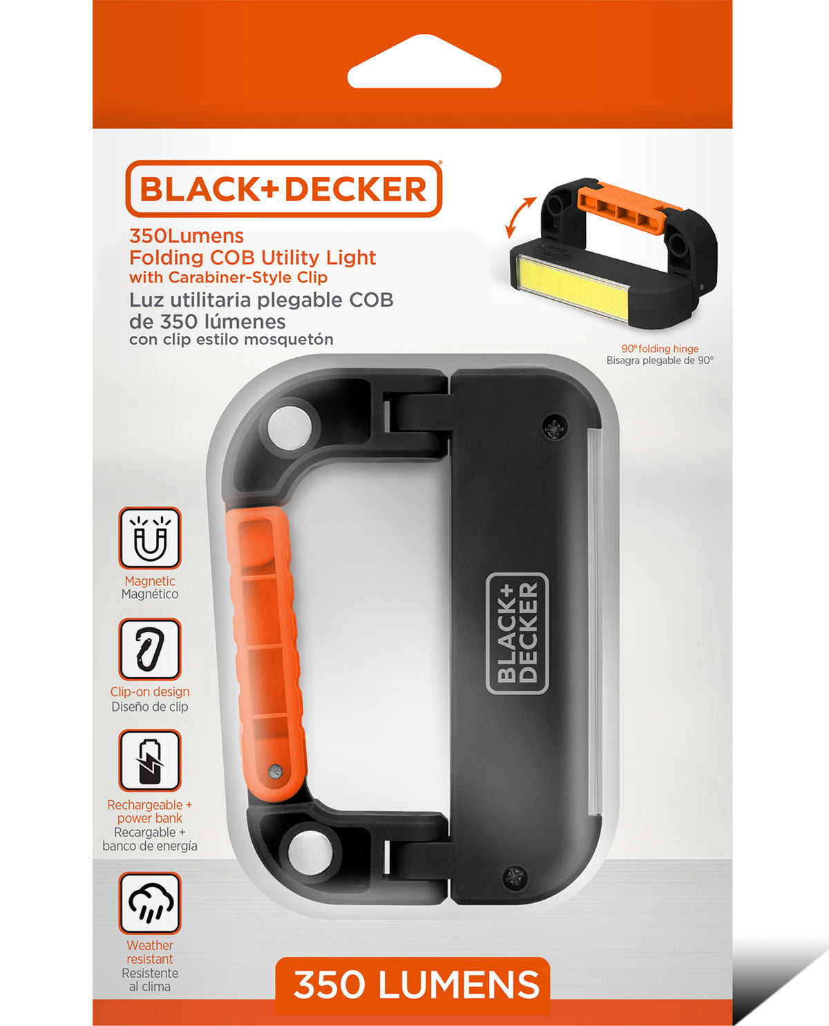 Black & Decker 350lum Recharge Clip Light