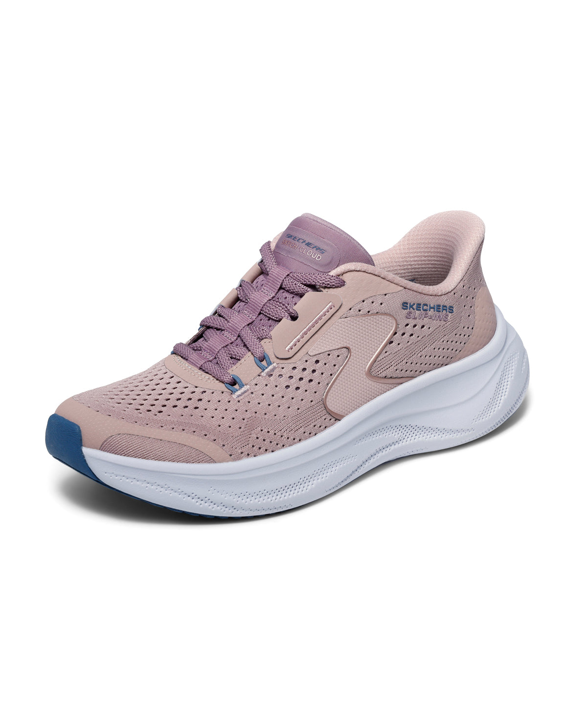 Mauve multi running shoe on a white background