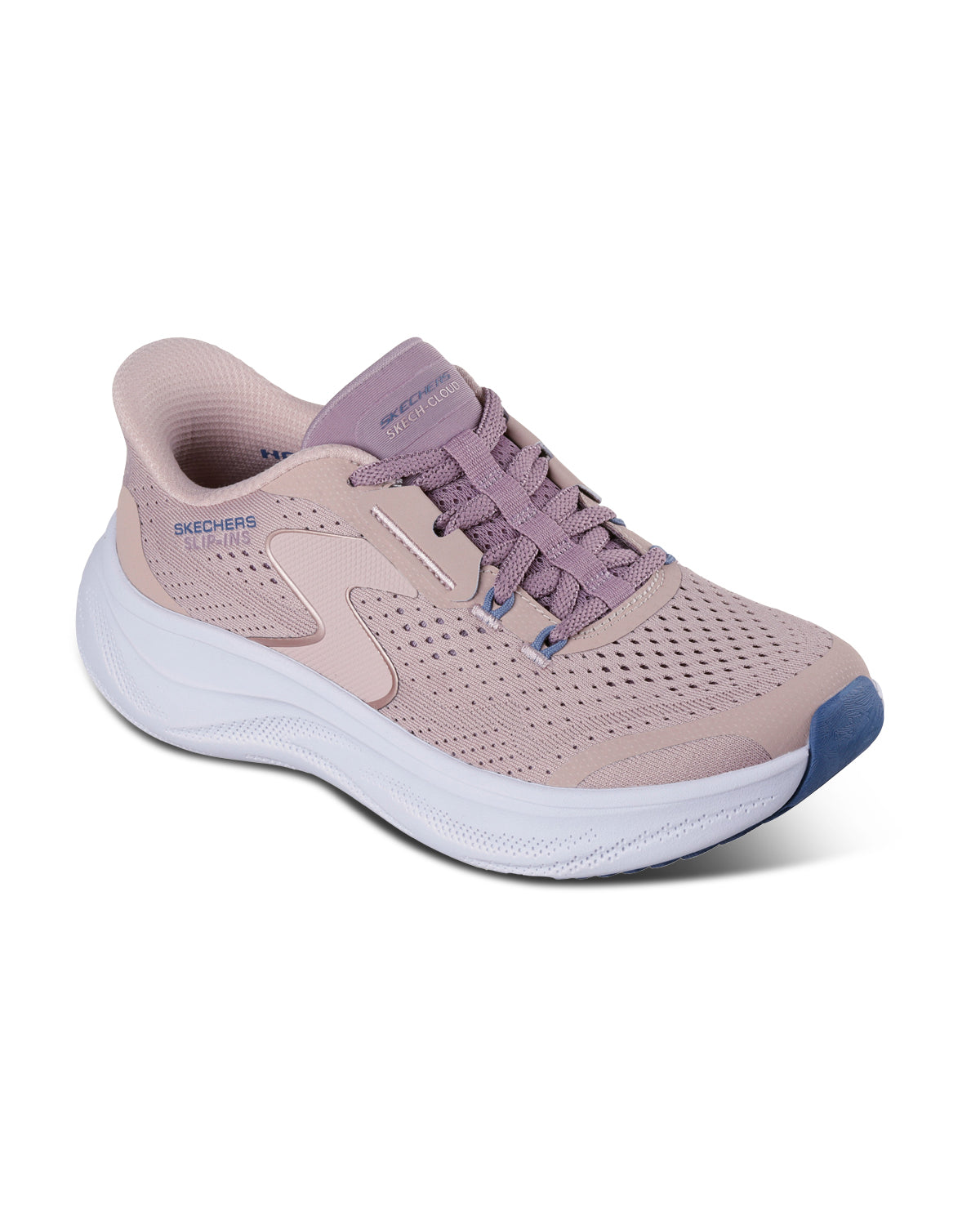 Mauve multi running shoe on a white background