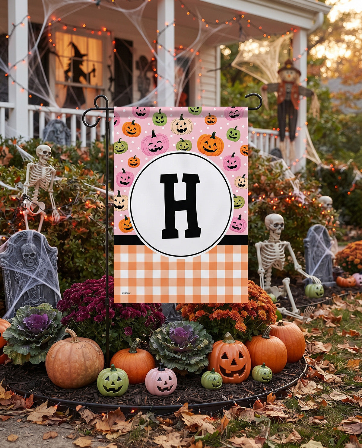Carson Halloween Monogram Garden Flag