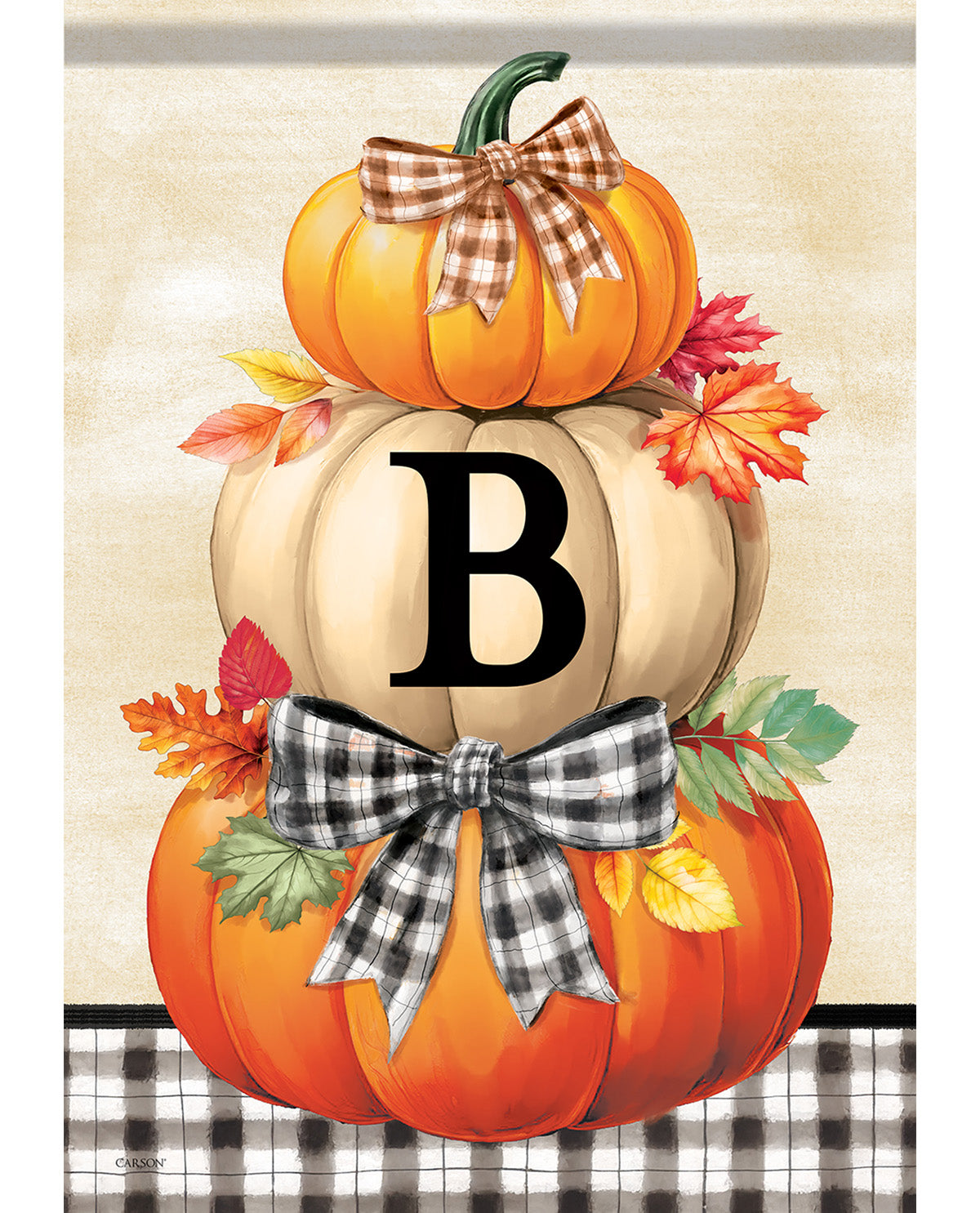 Carson Pumpkin Stack Monogram Garden Flag
