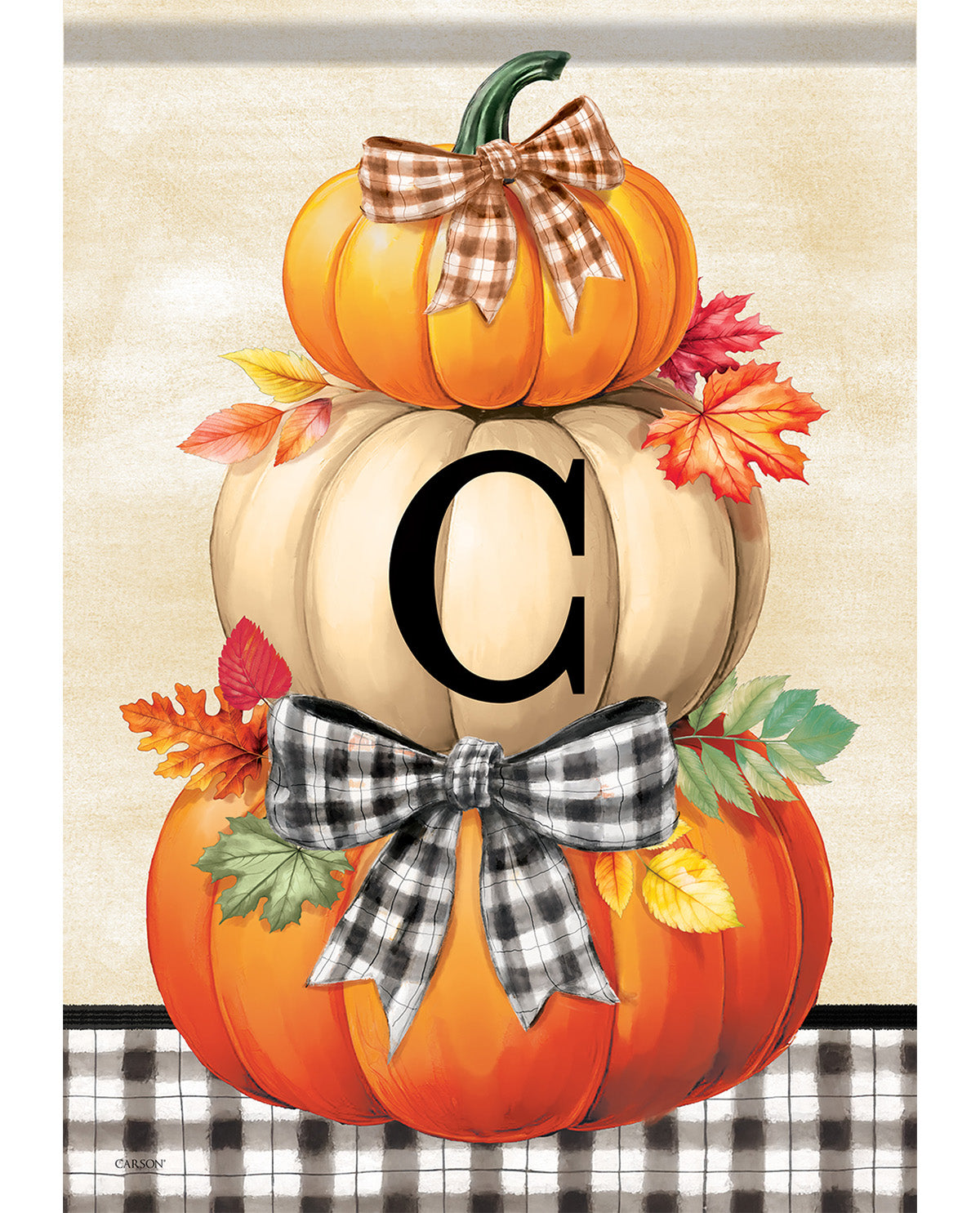 Carson Pumpkin Stack Monogram Garden Flag