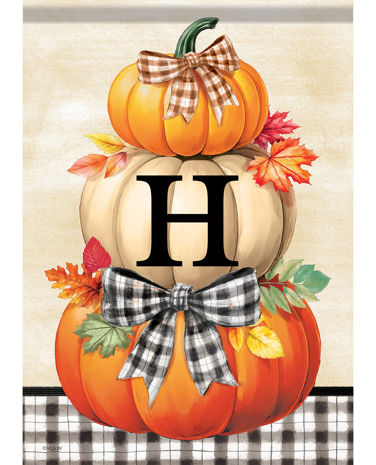 Carson Pumpkin Stack Monogram Garden Flag