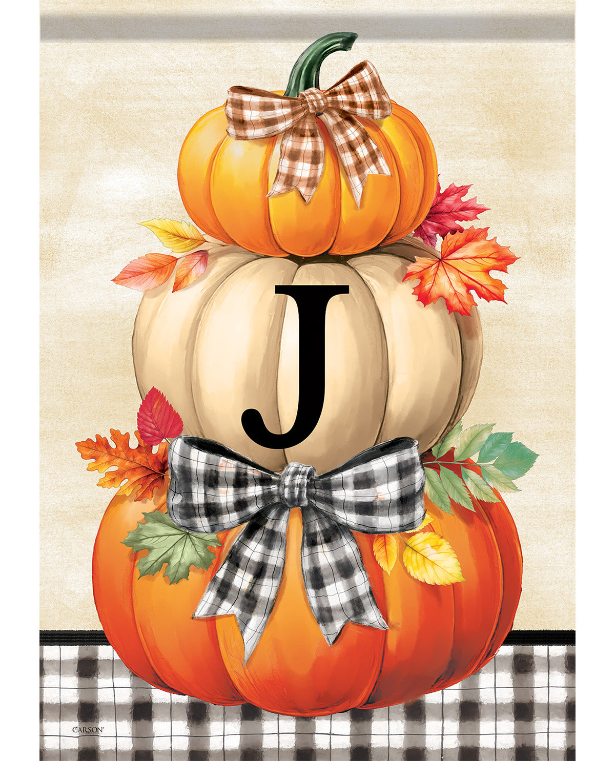 Carson Pumpkin Stack Monogram Garden Flag