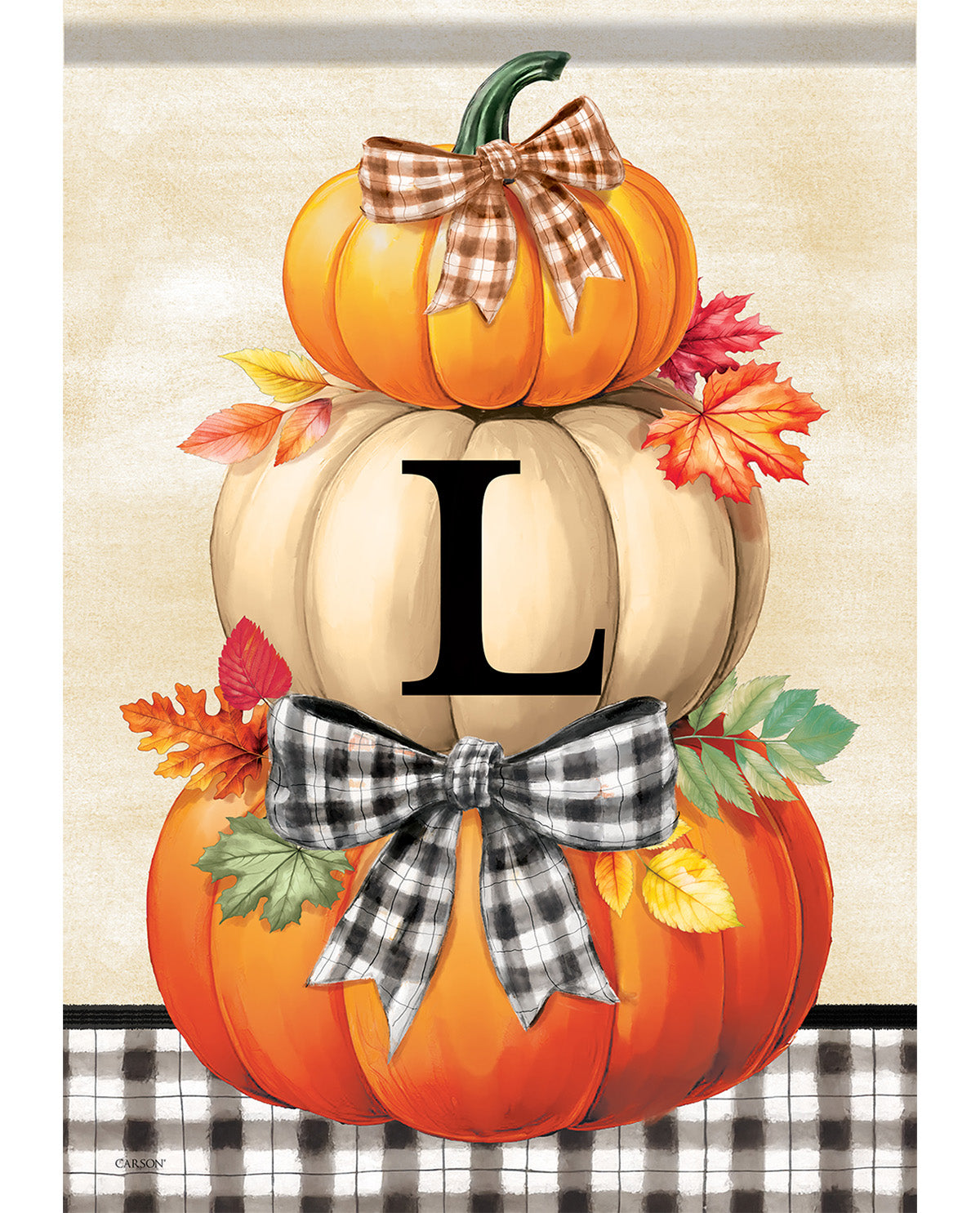Carson Pumpkin Stack Monogram Garden Flag