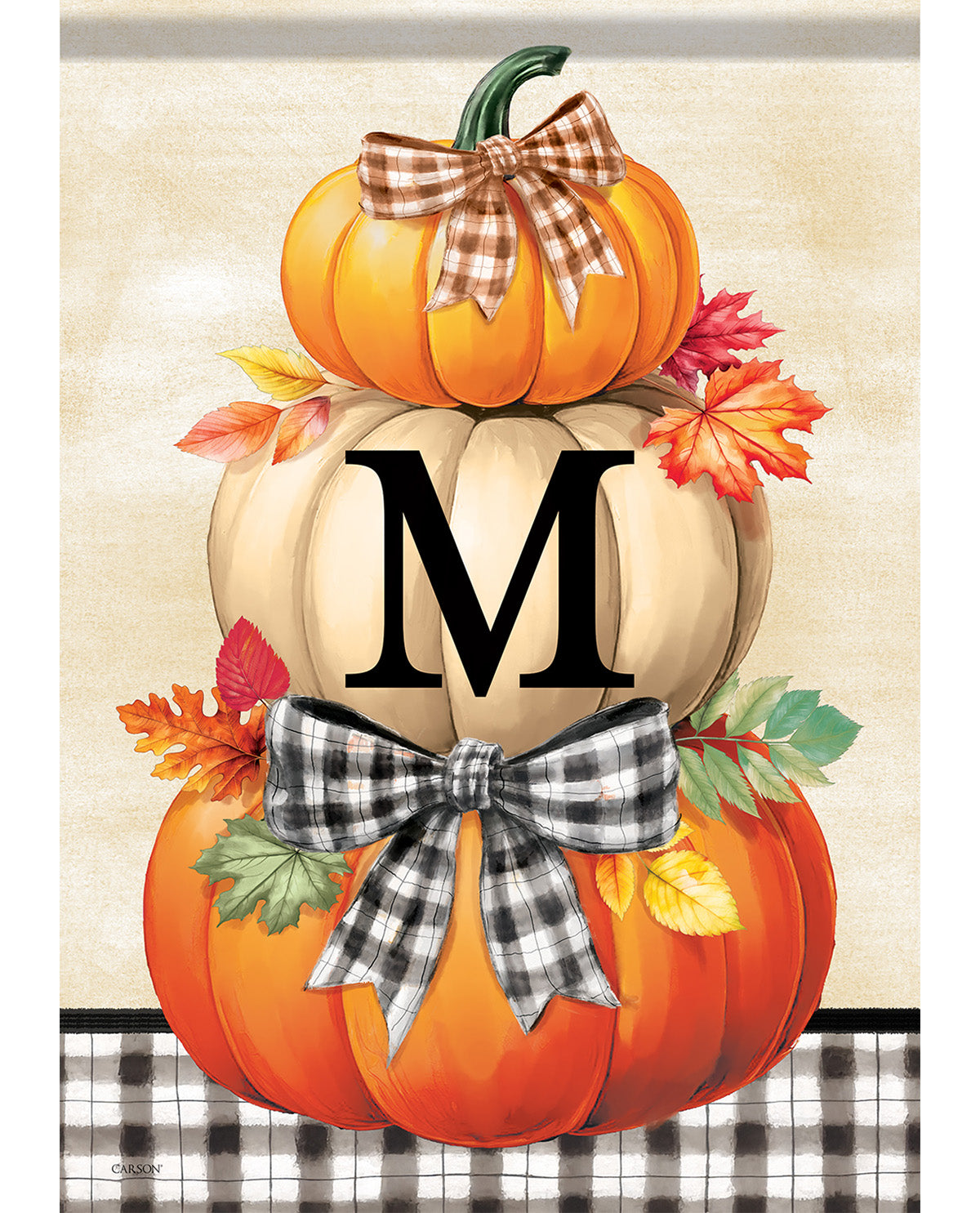 Carson Pumpkin Stack Monogram Garden Flag