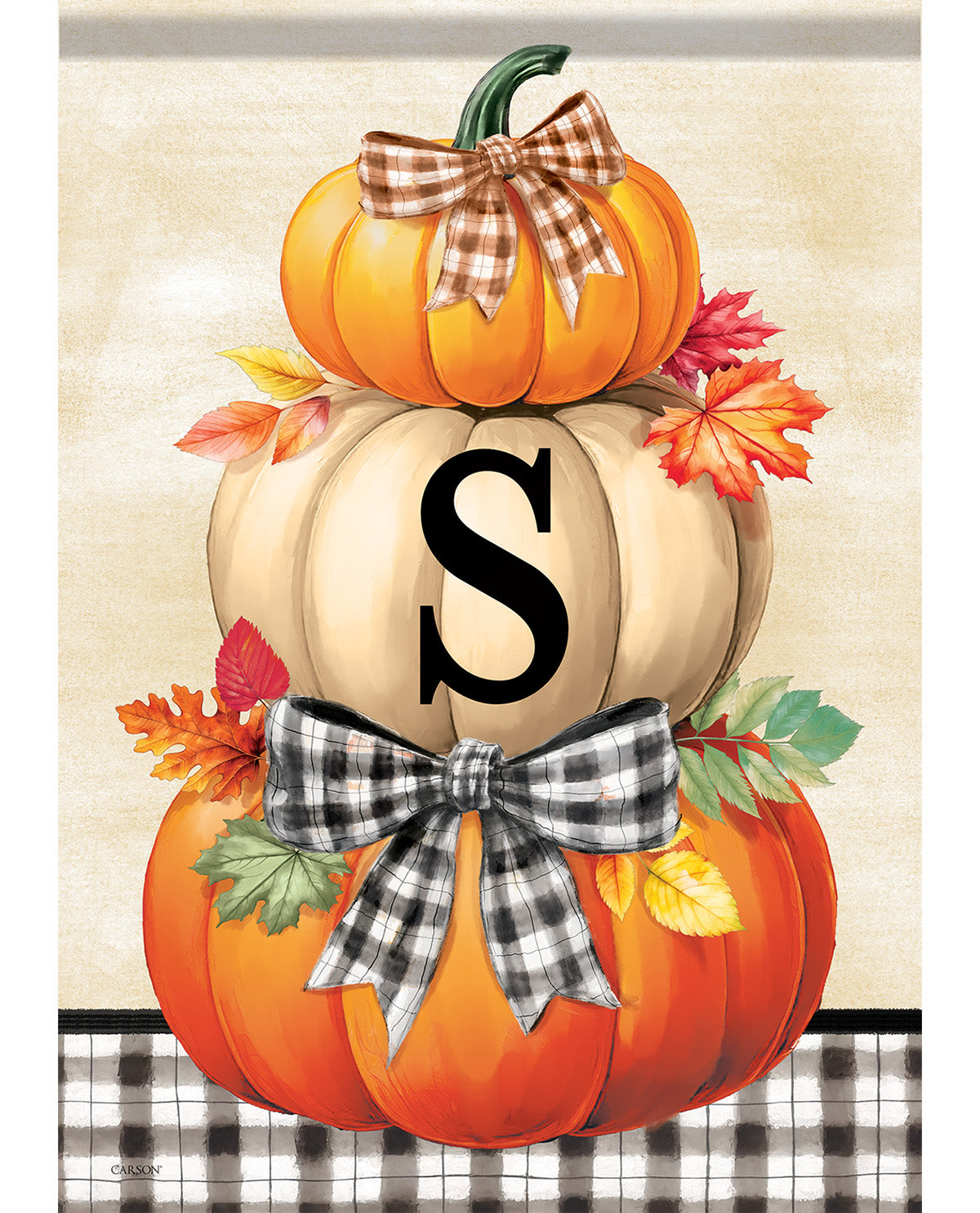 Carson Pumpkin Stack Monogram Garden Flag