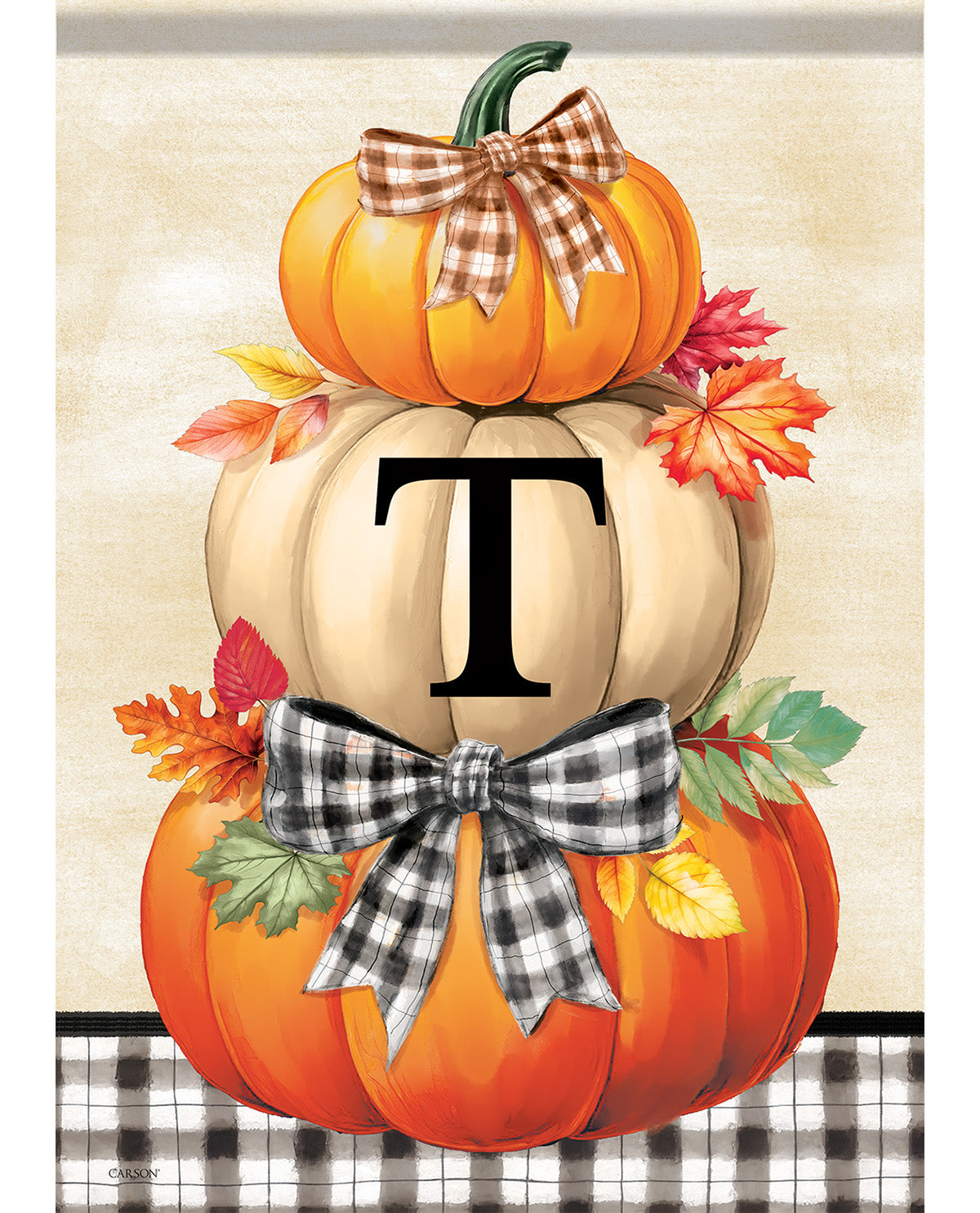 Carson Pumpkin Stack Monogram Garden Flag