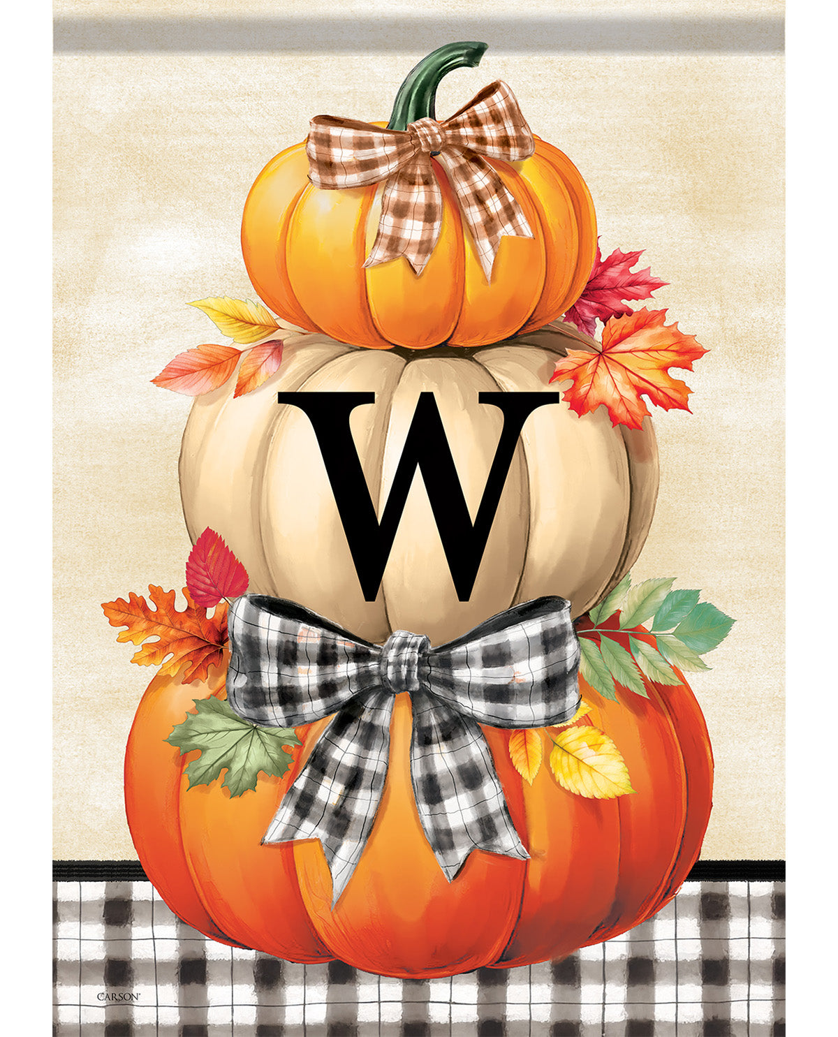 Carson Pumpkin Stack Monogram Garden Flag