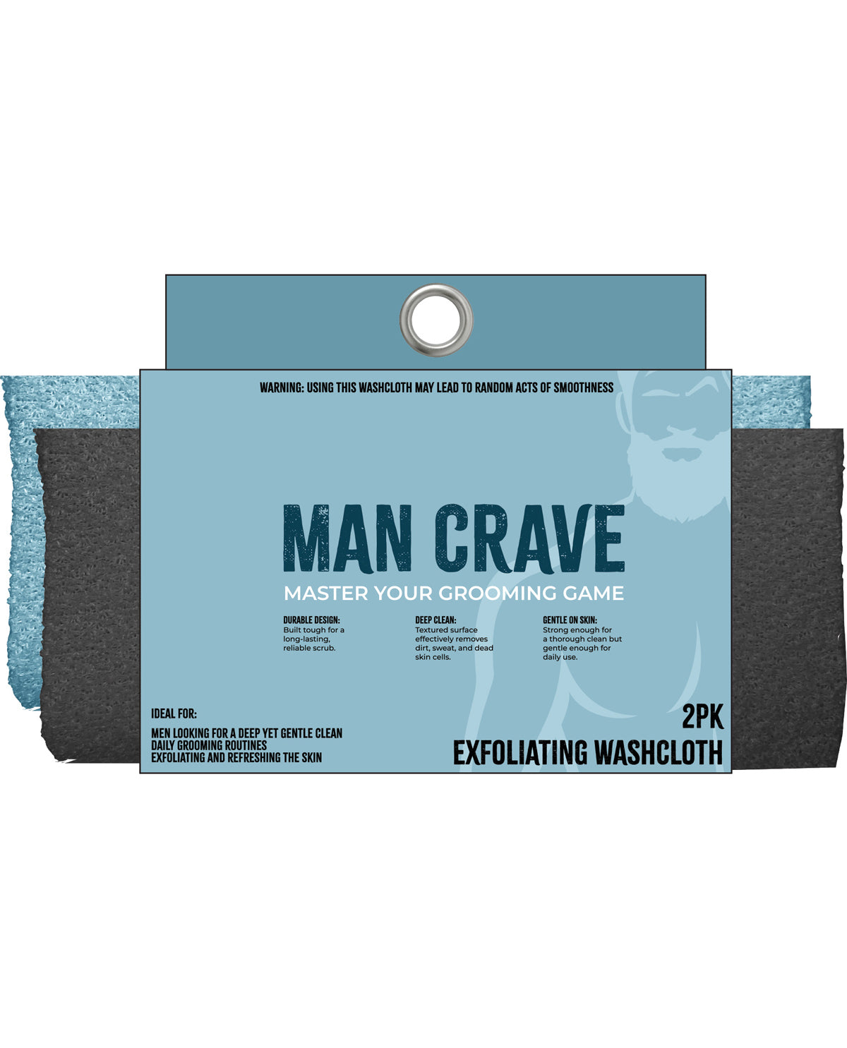 Man Crave 2PK Wash Cloths Black & Blue