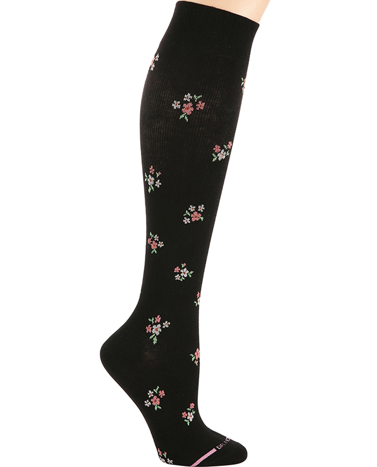 Dr. Motion Ditsy Floral Knee High Compression Socks Black