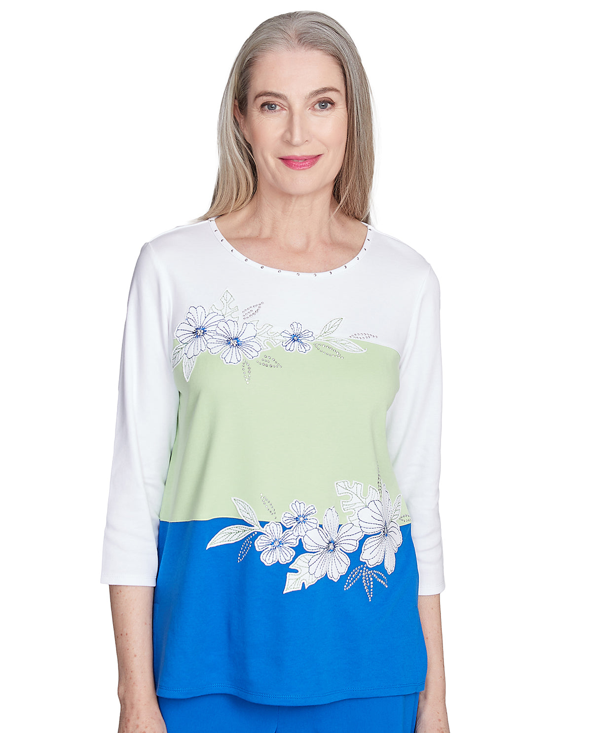 Alfred Dunner Parrot Cay Knit Top Cobalt